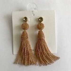 Rose Gold Beaded Tassel Earrings